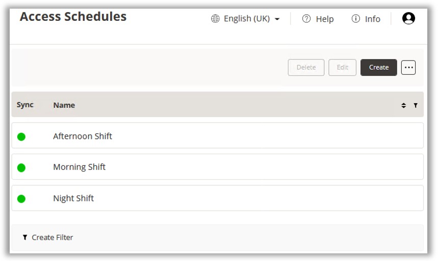 Finalise Creation of an Access Schedule